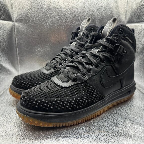 Size 10 Nike Lunar Force 1 Duckboot Black Metallic Silver Mens Shoes 805899-003 - Picture 1 of 12